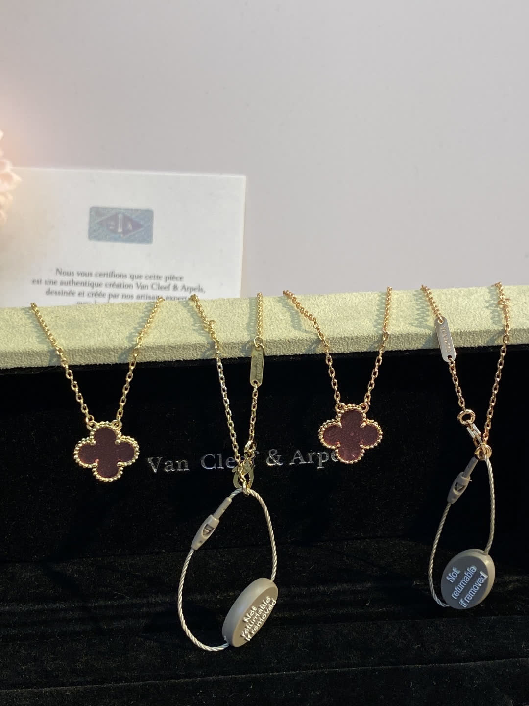 Van Cleef & Arpels Alhambra Pink Enamel Gold Pendant Necklace